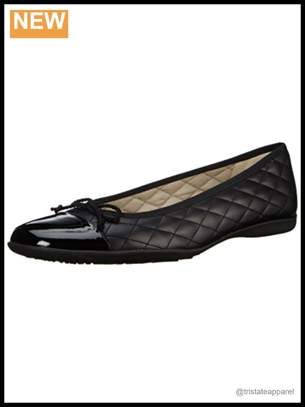 Leather Cap Toe Ballet Flats with Bow Pull-On Casual Comfort